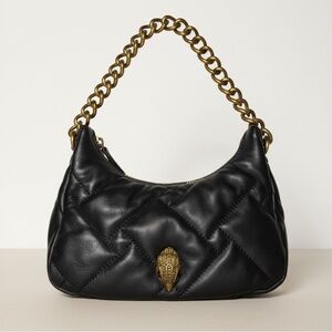 Kurt Geiger Small London Kensington Soft Leather Hobo Bag Black Gold Chain Rare